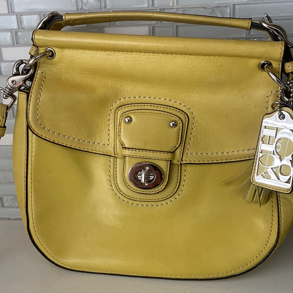 Vintage COACH, all leather, yellow purse